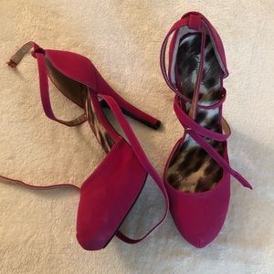 Pink strappy heels